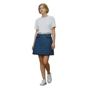 Joe Fresh Womens Size 6 Quilted Mini Skirt Navy Blue Cotton Fall Autumn Winter